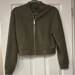 Express khaki bomber jacket.